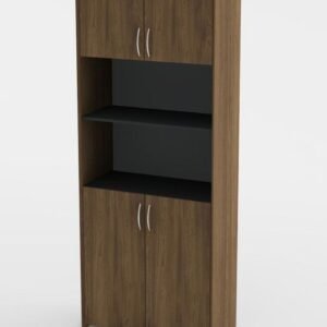 2 Door Office Cupboard Classic Walnut & Charcoal Grey
