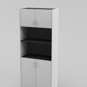 2 Door Office Cupboard Matte White & Charcoal Grey