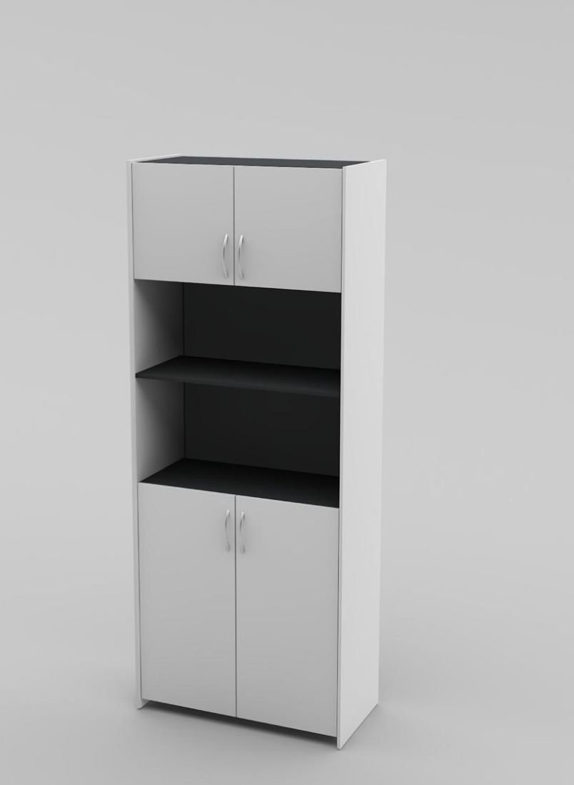 2 Door Office Cupboard Matte White & Charcoal Grey