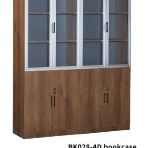 4 Door Office Cupboard Golden & Grey Glass Frame