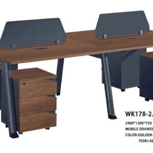 4 Person Workstation with partition Golden Oak & Deep Grey