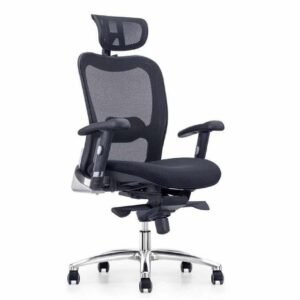 Black Ergonomic Swivel Mesh Chair with Headrest