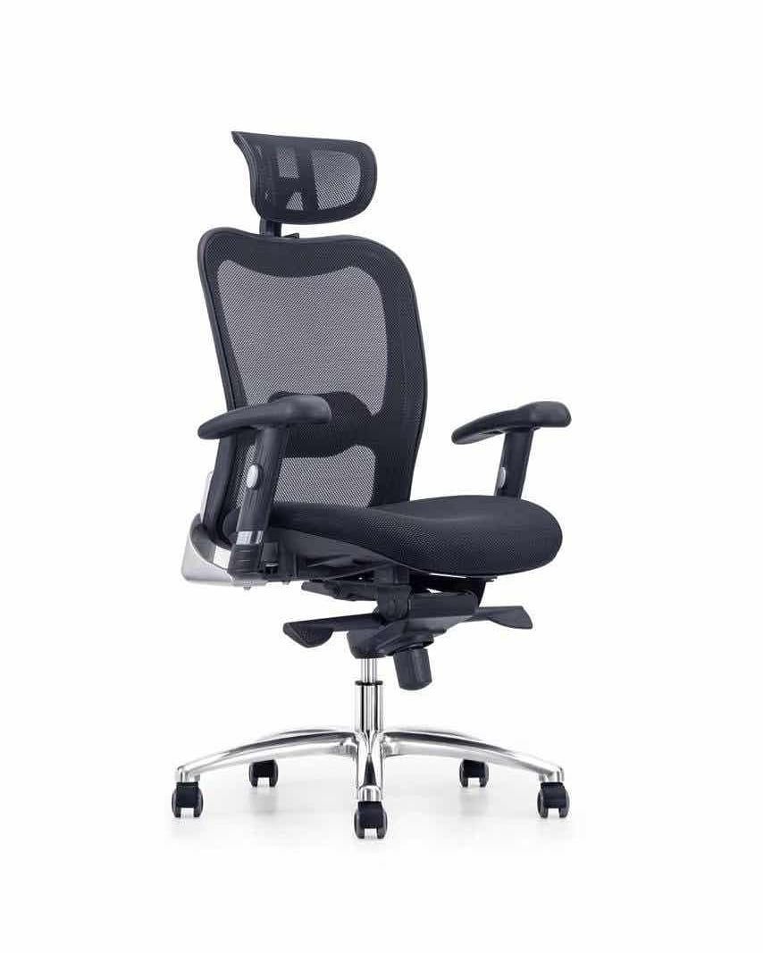 Black Ergonomic Swivel Mesh Chair with Headrest