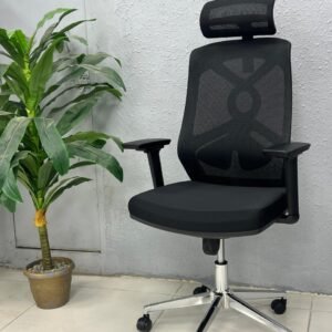 Black High Back Geometric Mesh Chair