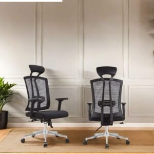 Black High Back Swivel Mesh Chair with Chrome Base