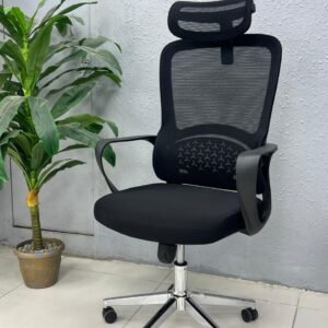 Black High Back Swivel Mesh Chair with Headrest