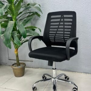 Black Mid Back Striped Mesh Chair