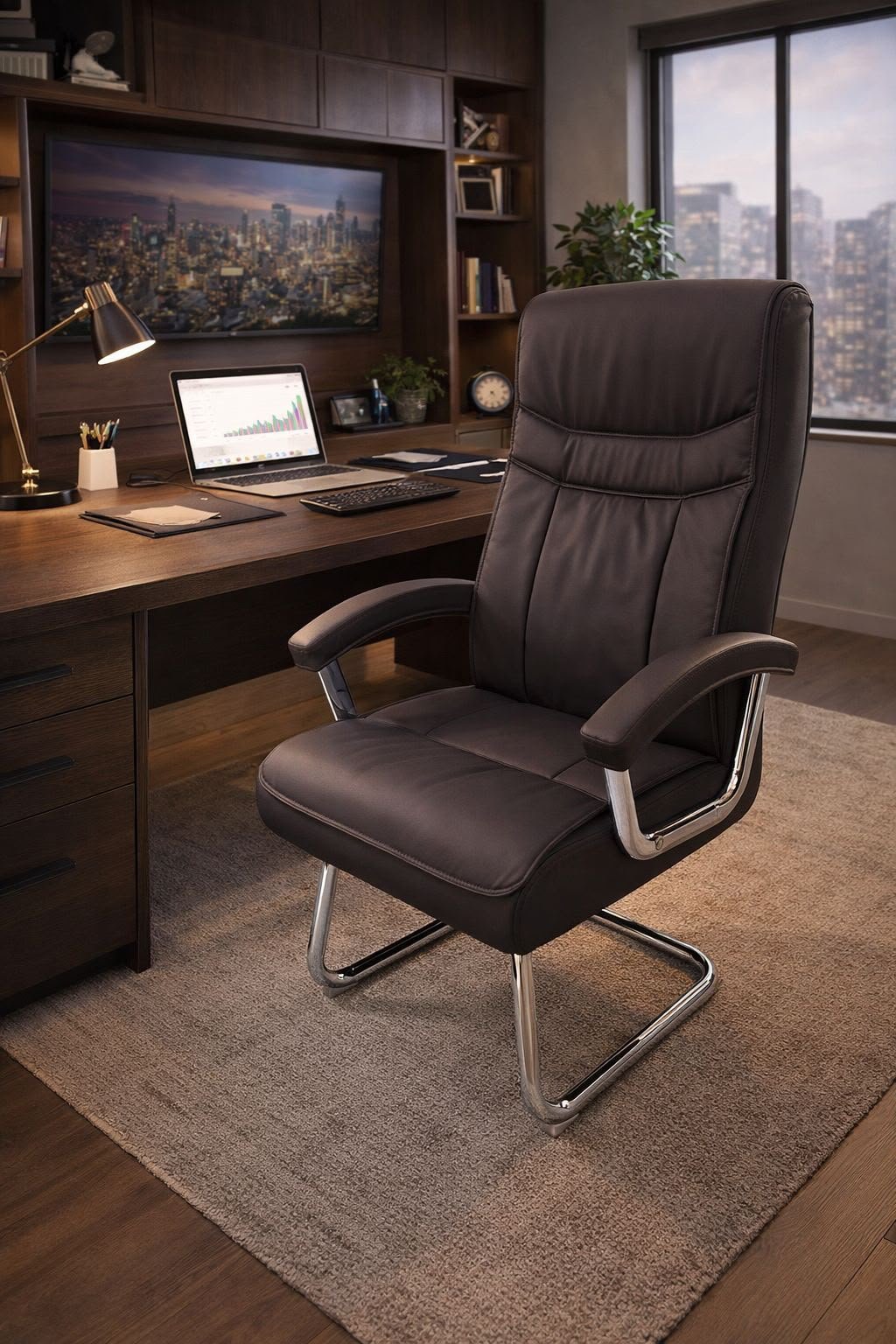 Executive Fixed Chair – Dark Brown Edition