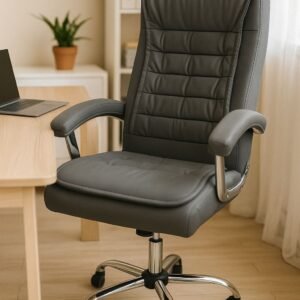 Executive Round Chair – Charcoal Grid Edition