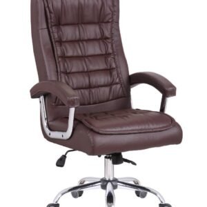 Executive Round Chair – Dark Brown Grid Edition