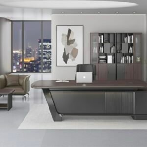 Luxurious Classic Office Set Dark Walnut & Matte Black