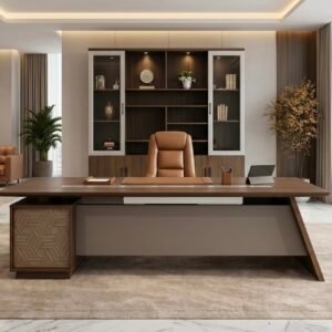 Luxurious Classic Office Set Rich Walnut & Tan
