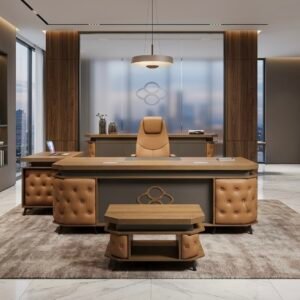 Luxurious Modern Office Set Brown & Tan