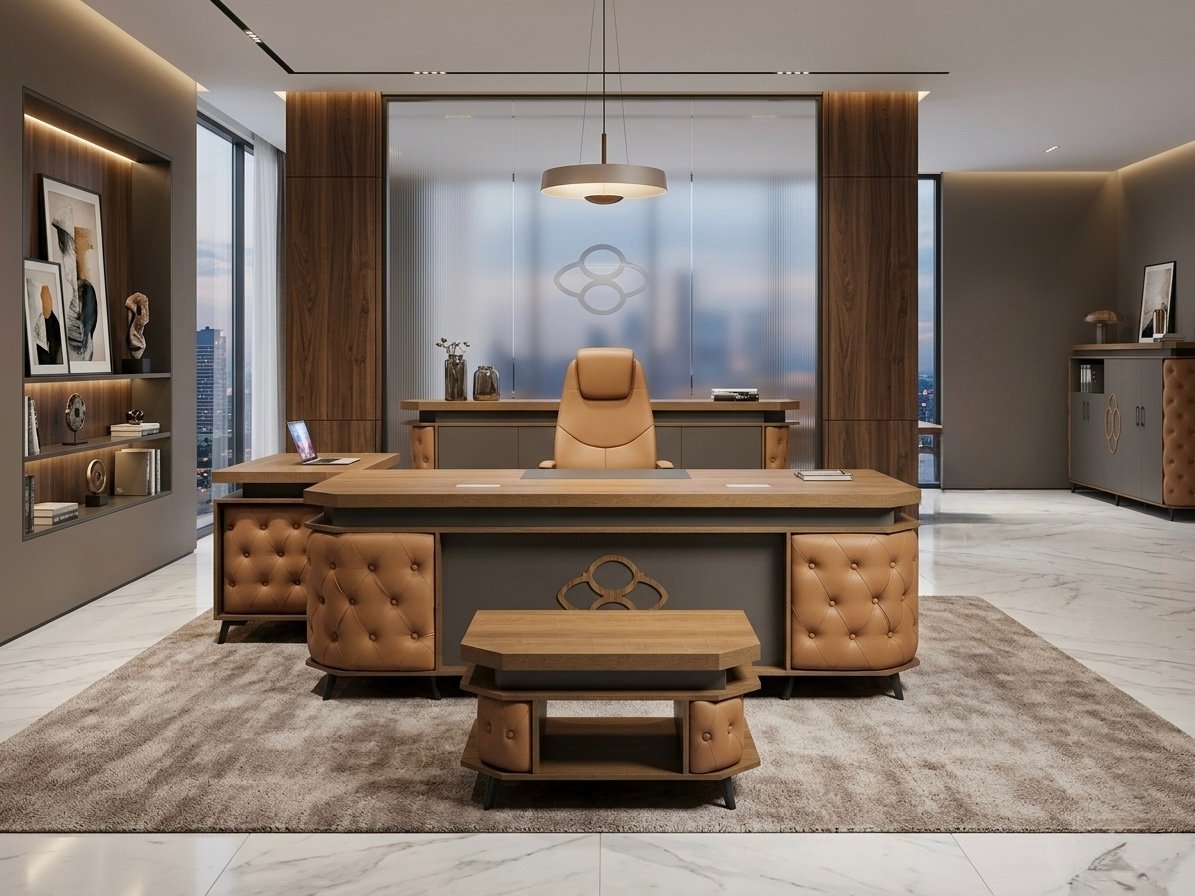 Luxurious Modern Office Set Brown & Tan