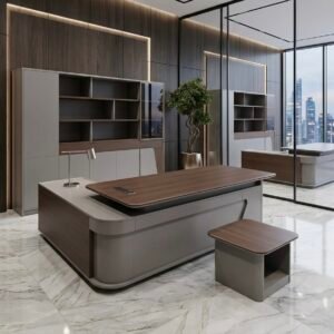 Luxurious Modern Office Set Dark Cocoa & Taupe