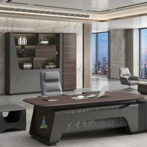 Modern executive office set dark walnut desk 200 and 240 cm Dhahban