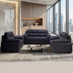 Modern Chinese Dark Violet Plush Leather Sofa Set