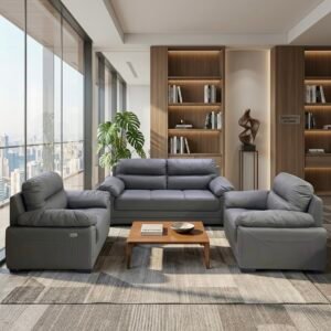 Modern Chinese Grey Plush Leather Sofa Set