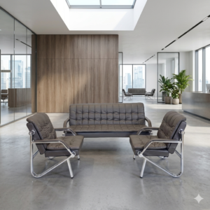 Modern Chinese Grey Tufted Leather Sofa Set