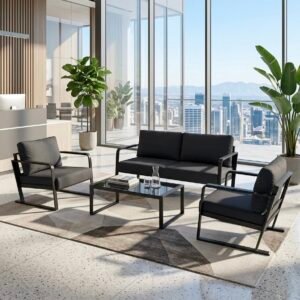 Modern Chinese Minimalist Black Sofa Set