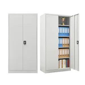Off White 2 Door Metal File Cabinet with Adjustable Shelves & Secure Lock System