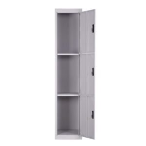 Off White 3 Door Vertical Metal Locker Cabinet with Single Column Storage & Individual Locks