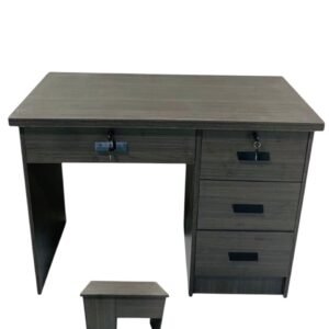 Premium Charcoal Grey Wooden Desk with Integrated 3 Drawer Side Unit and Keyboard Tray