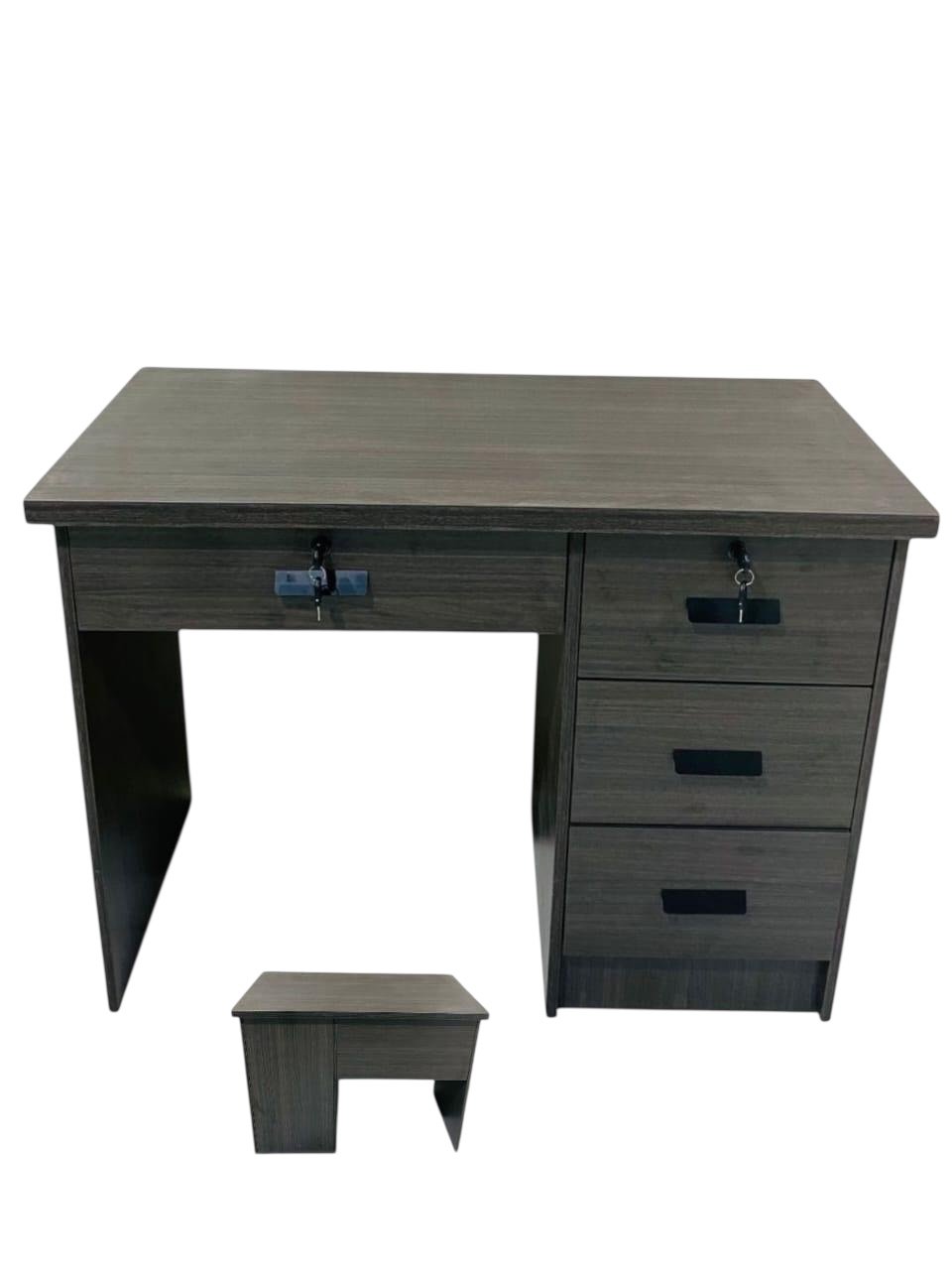 Premium Charcoal Grey Wooden Desk with Integrated 3 Drawer Side Unit and Keyboard Tray