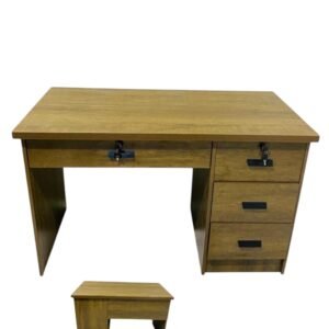 Premium Classic Oak Wooden Staff Office Table with Integrated 3 Drawer Side Unit and Keyboard Tray