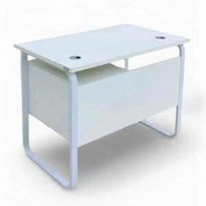 Premium Full White Staff Office Table with White U Shaped Metal Loop Frame