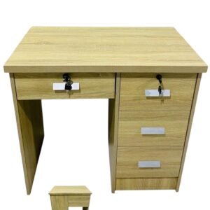 Premium Light Oak Wooden Desk with Integrated 3 Drawer Side Unit and Keyboard Tray