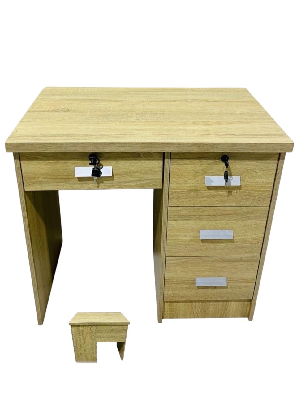 Premium Light Oak Wooden Desk with Integrated 3 Drawer Side Unit and Keyboard Tray