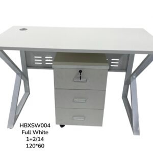 Premium Natural Oak Staff Office Table with Heavy Duty White Metal Frame and 3 Drawer Pedestal