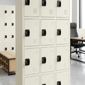 Premium Off White 12 Door Multi Tier Metal File Cabinet