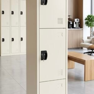 Premium Off White 3 Tier Multi Compartment Iron Cupboard