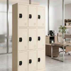 Premium Off White 9 Door Multi Tier Metal File Cabinet