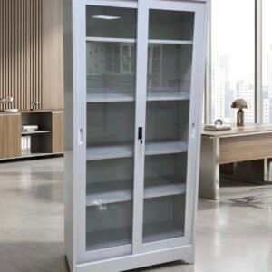 Premium White Full Glass Sliding Door Metal File Cabinet