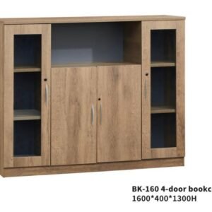 Small Floor Standing Bookcase Classic Walnut with Center Open Shelf